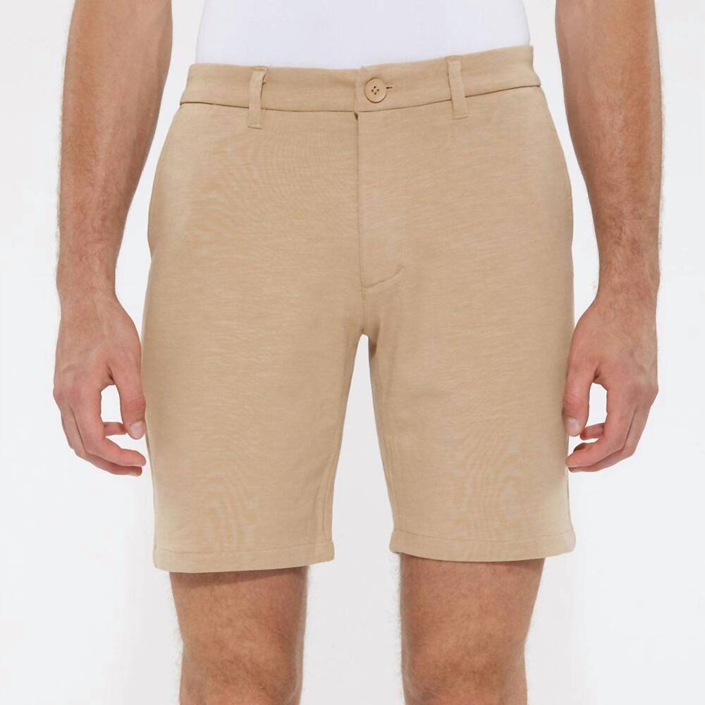 NEW POSTMARC men's solid slub knit fleece short in almond khaki